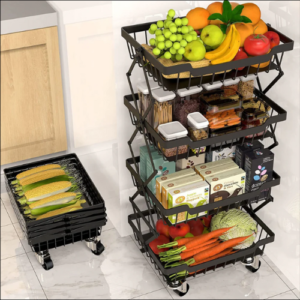 Foldable Storage Basket Organizer with Rolling Wheels